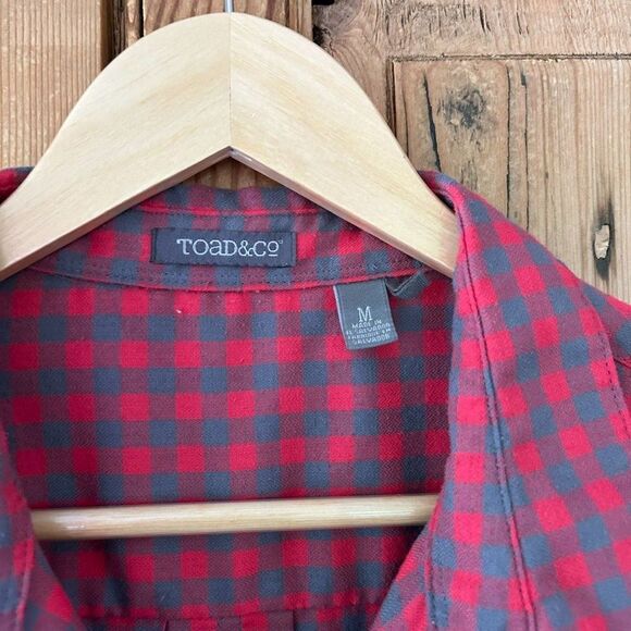 Women's Toad & Co Medium Dakotah Travel Shirt Plaid Flannel Button Down Pink‎ - Picture 3 of 11